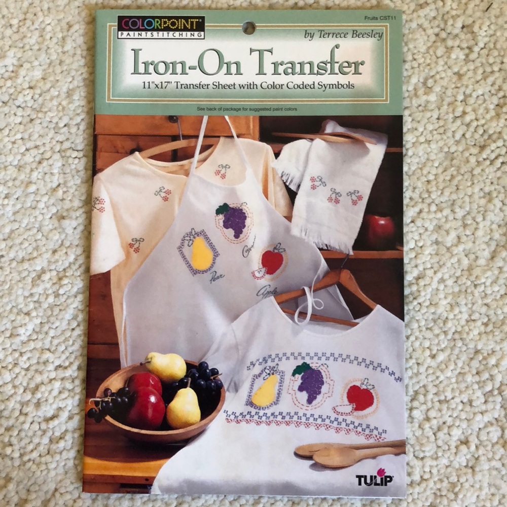 2  fruit design iron on transfers -color point paint stitch by Tulip